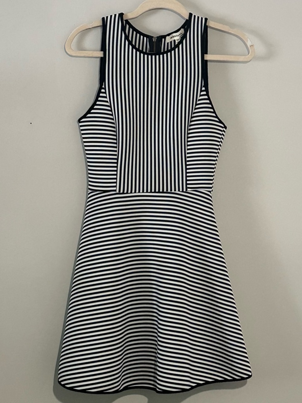Monteau Black & White Striped Fit & Flare Dress Sleeveless Size M